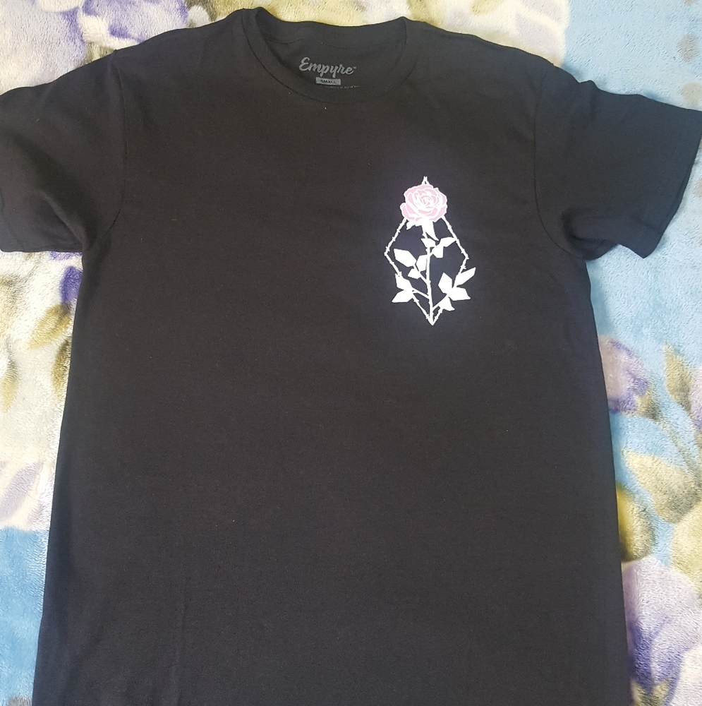 Black Empyre pink rose shirt